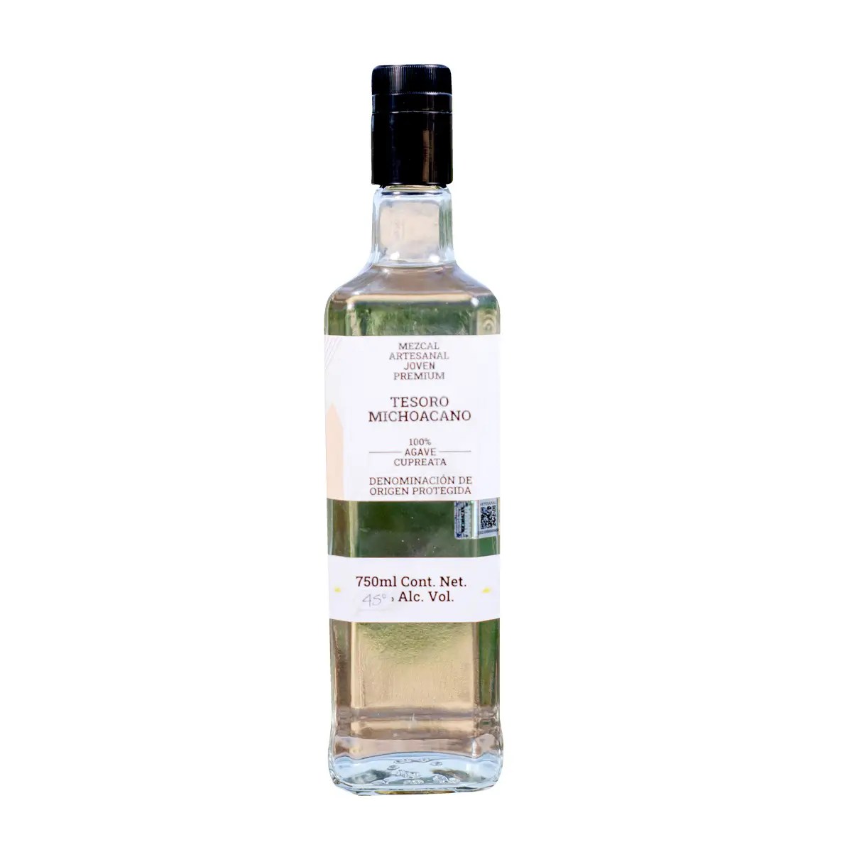 Mezcal Artesanal Joven Premium 100% Agave Cupreata Tesoro Michoacano 750 ml.