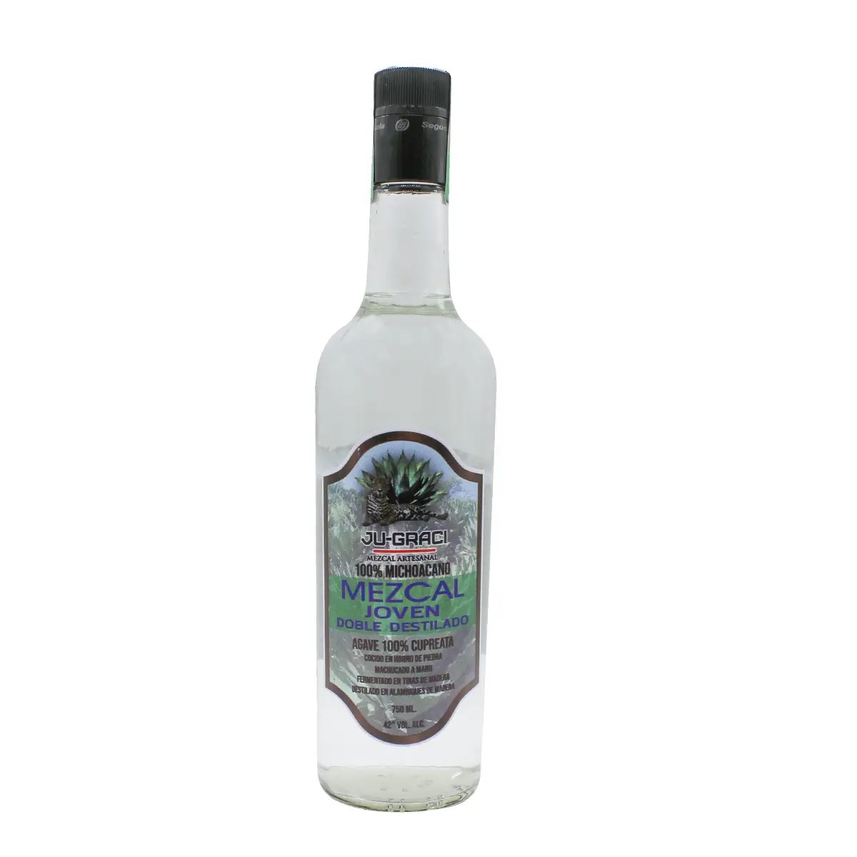 Mezcal Artesanal Joven Doble Destilado Ju-Graci Agave 100% Cupreata 750 ml.