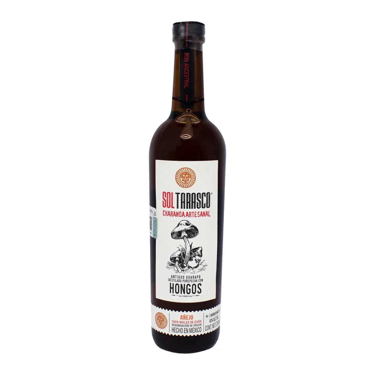 Charanda  Artesanal Sol Tarasco Casa Tarasco Spirits Destilado Purépecha con Hongos 750 ml.