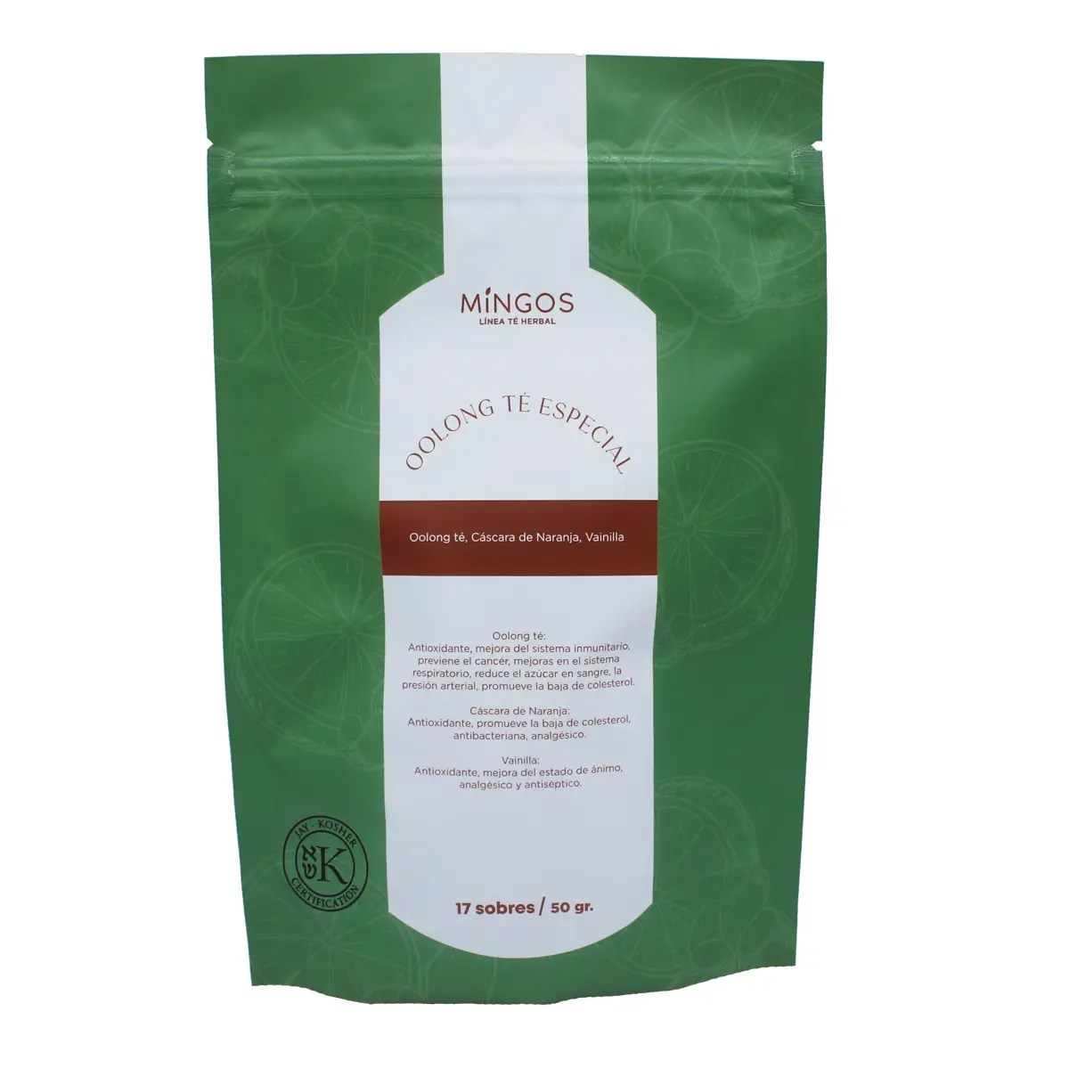 Té Oolong Especial Mingos Oolong té, Cáscara de Narajanja, Vainilla 17 sobres / 50 g.