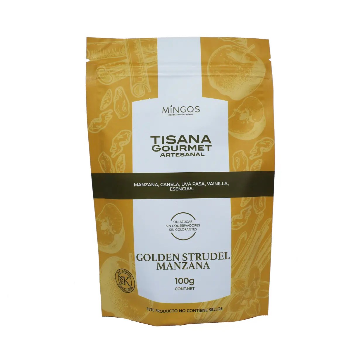 Tisana Gourmet Artesanal Mingos Golden Strudel Manzana 100 g.