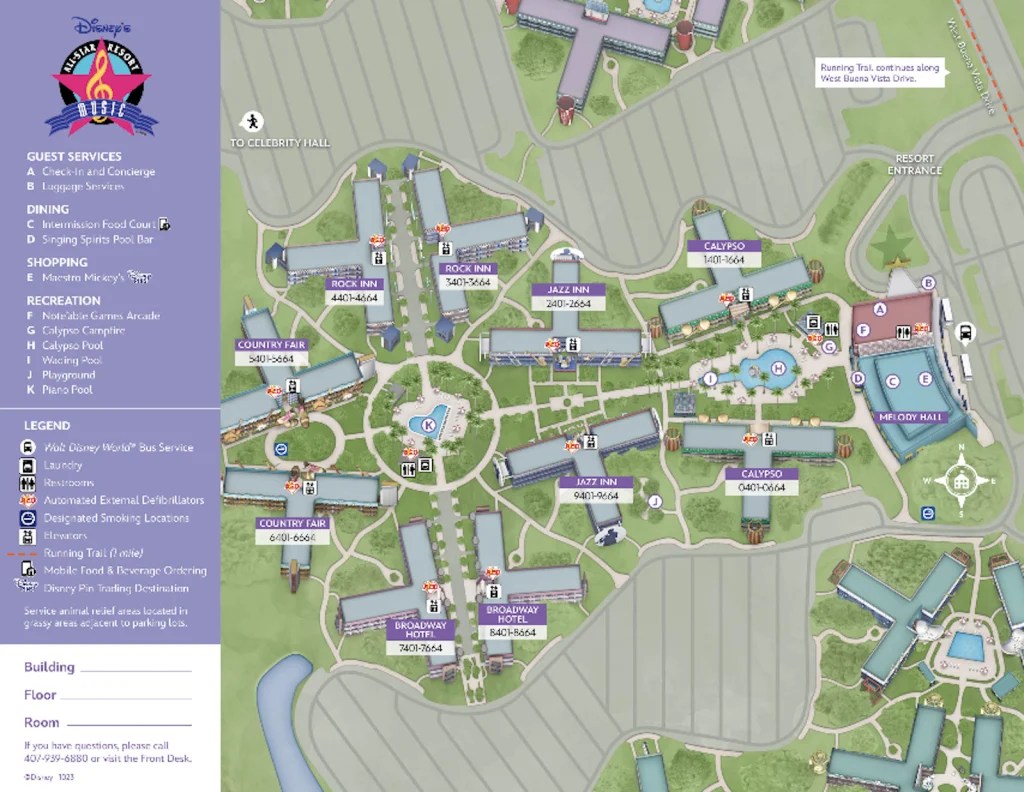 2025 All Star Music Resort Map At Disney World Printable PDF Mickey Disneys All Star Music Resort Map 1024x792 