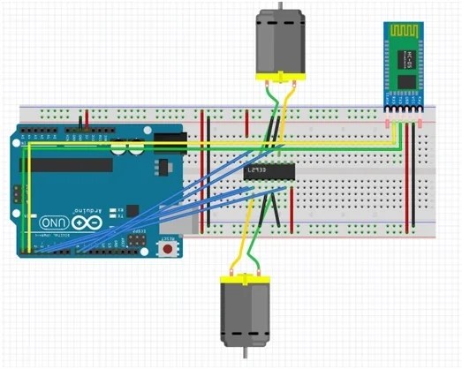 Control 2 DC Motors via Bluetooth and Arduino