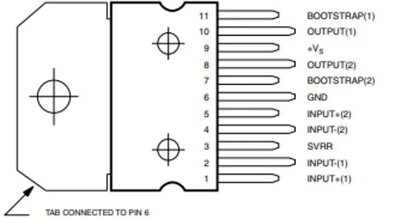 High output power (10 + 1 0w min. Tda2005 Bridge Stereo Amplifier Pinout Datasheet Application Examples