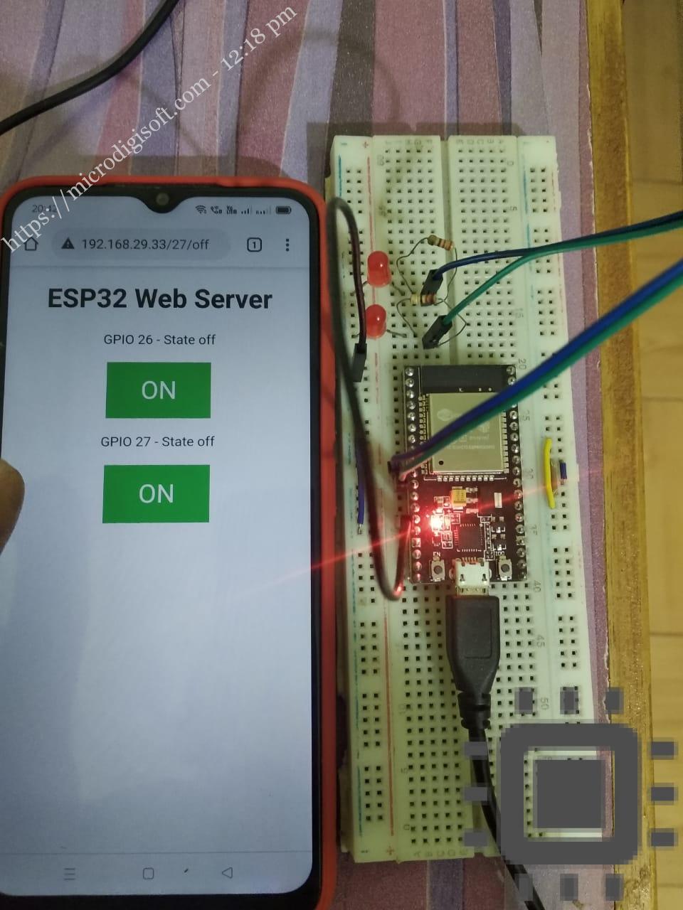 Control LEDs Using ESP32 WebServer In Arduino IDE