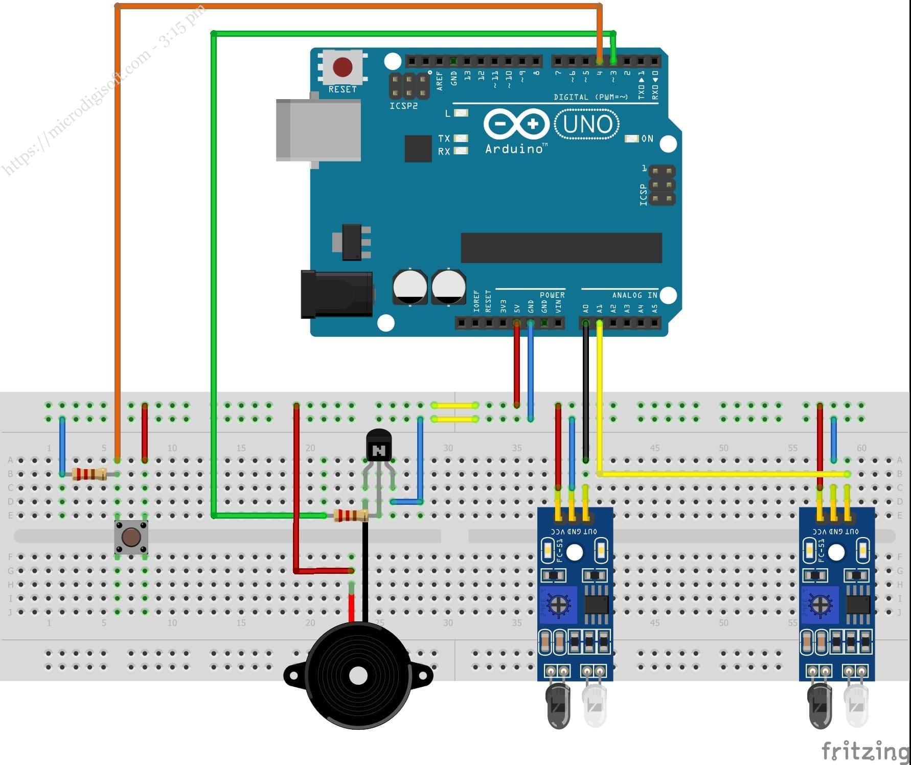 Door Alarm Circuit Using Ir Sensor And Arduino Board Microdigisoft