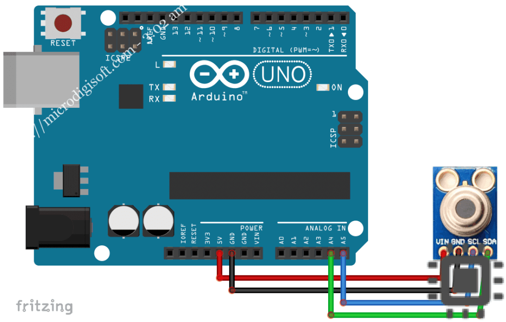 Interfacing MLX90614 IR Temperature Sensor with Arduino