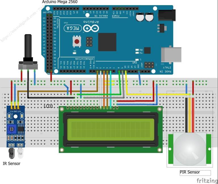 IR (Infrared) And PIR Motion sensors with Arduino and LCD