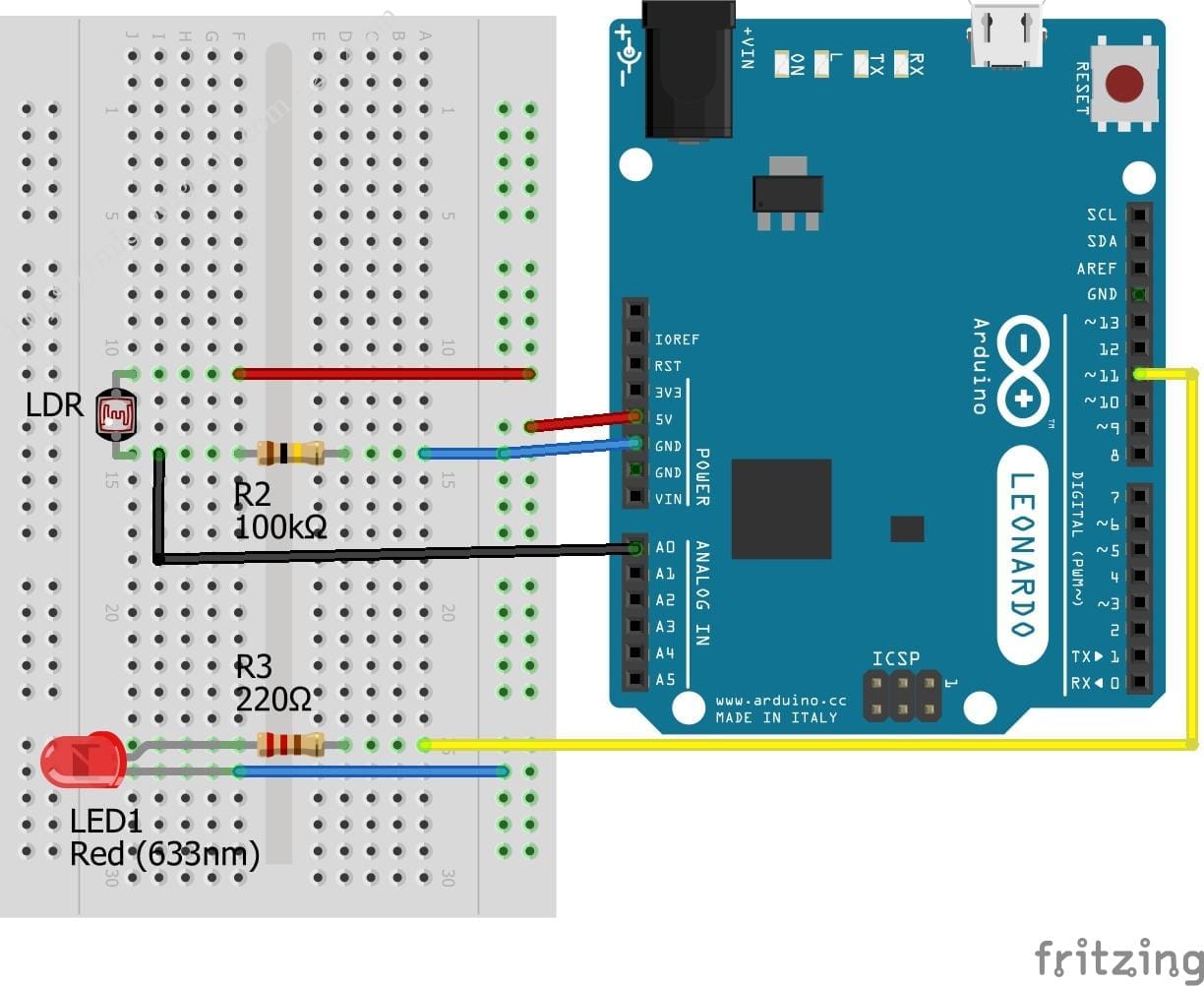 microdigisoft.com | LED Control with LDR (Photoresistor) and Arduino