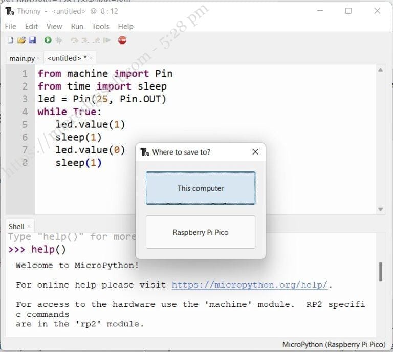 Raspberry Pi Pico Programming With Thonny IDE MicroPython