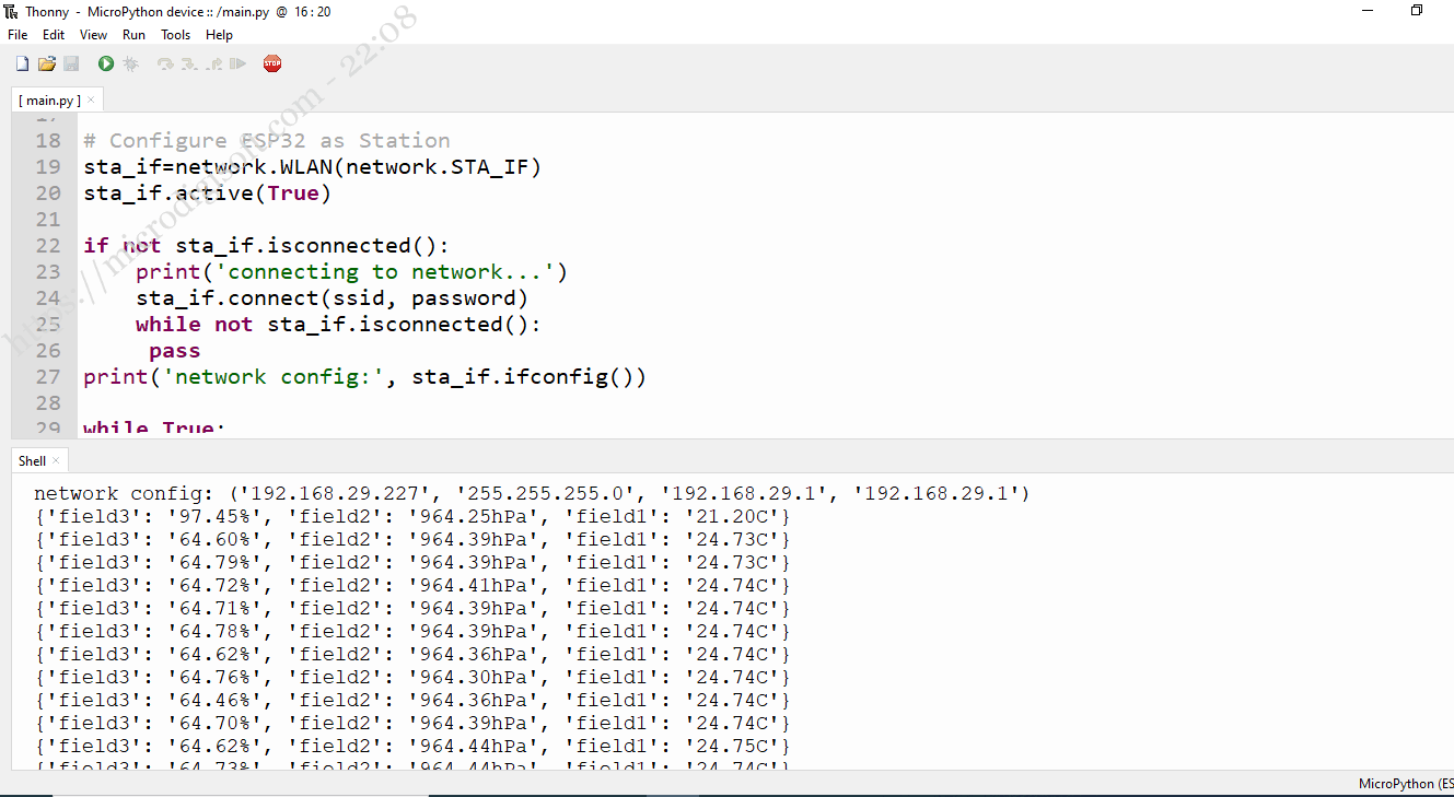 MicroPython: ESP32 Send Sensor Readings to ThingSpeak (BME280 ...