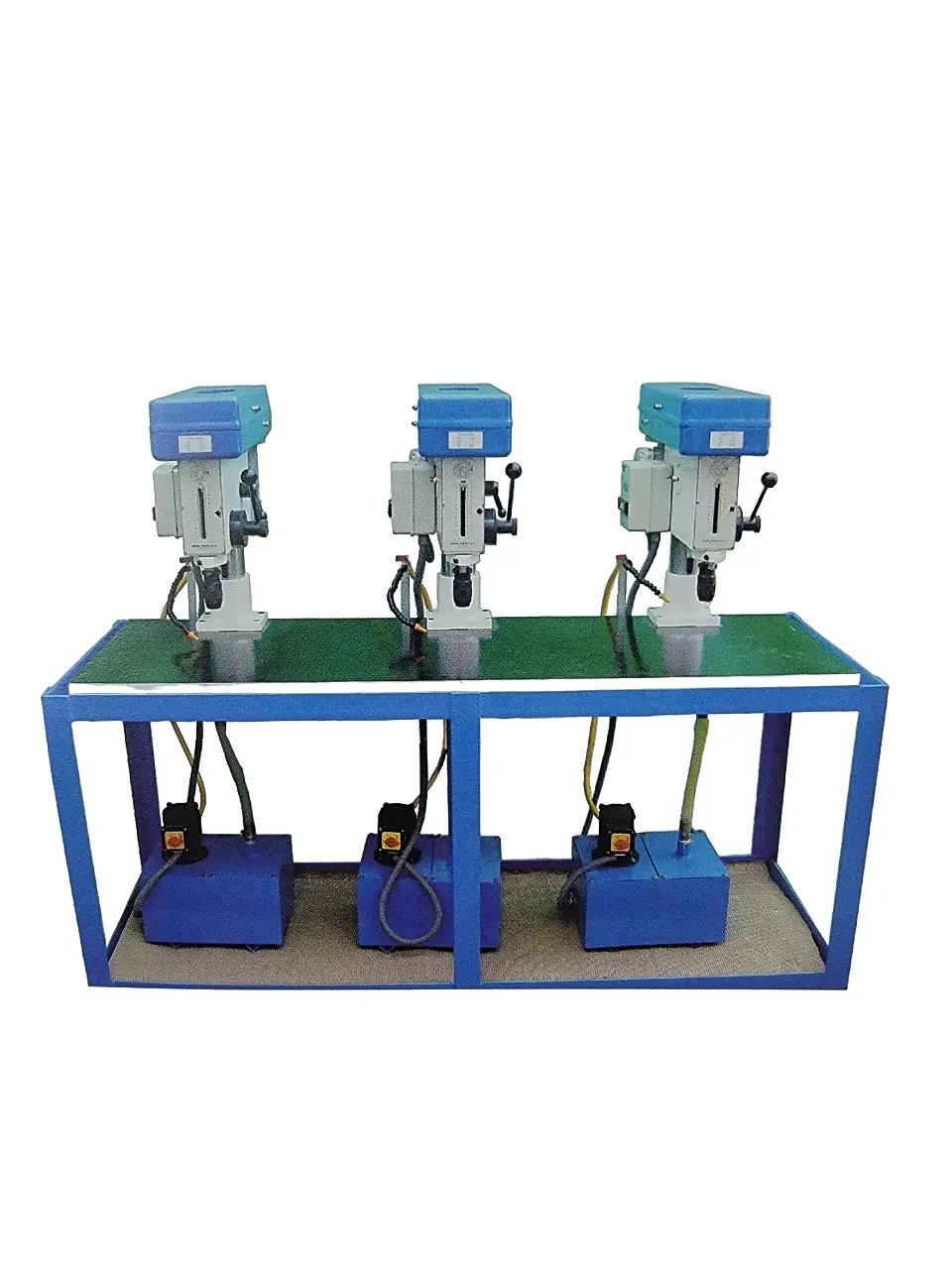 Gang Drill Machine, an engineering marvel that efficiently accommodates multiple drill sizes on a single platform. Designed for seamless and rapid drilling of various hole sizes, optimizing productivity and precision in a single operation.