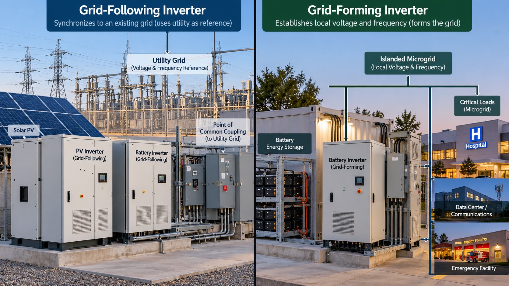 Grid-Forming vs. Grid-Following Inverters: Why the Difference Matters for Microgrids