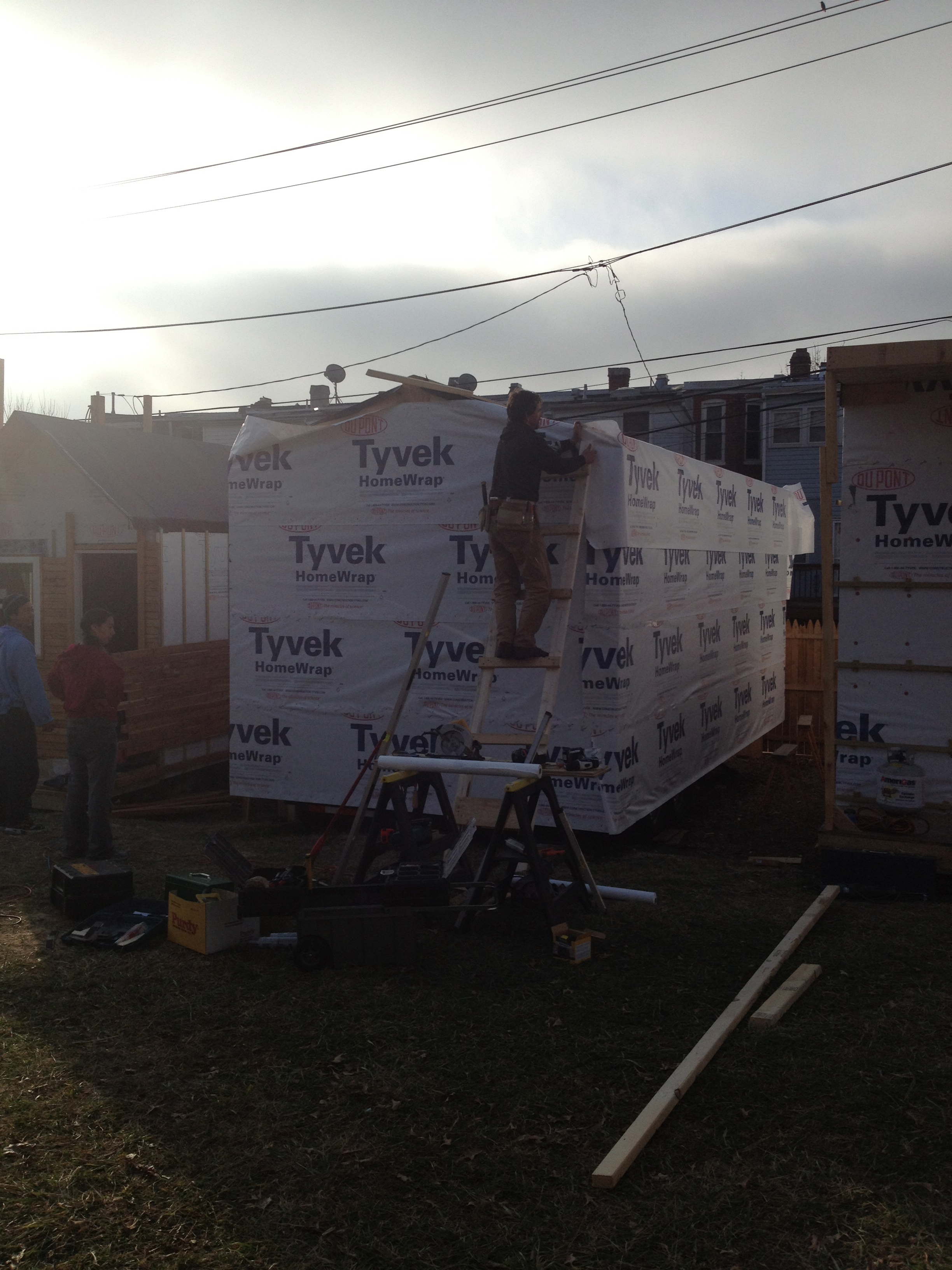 Tyvek wrapped around the house