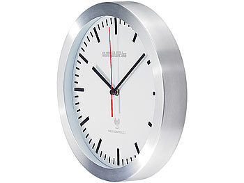 Amazon De Funk Wanduhr Funkuhr Kuchenuhr Aluminiumgehause Wanduhren Automatische Umstellung Von Winter Und Sommerzeit 25cm