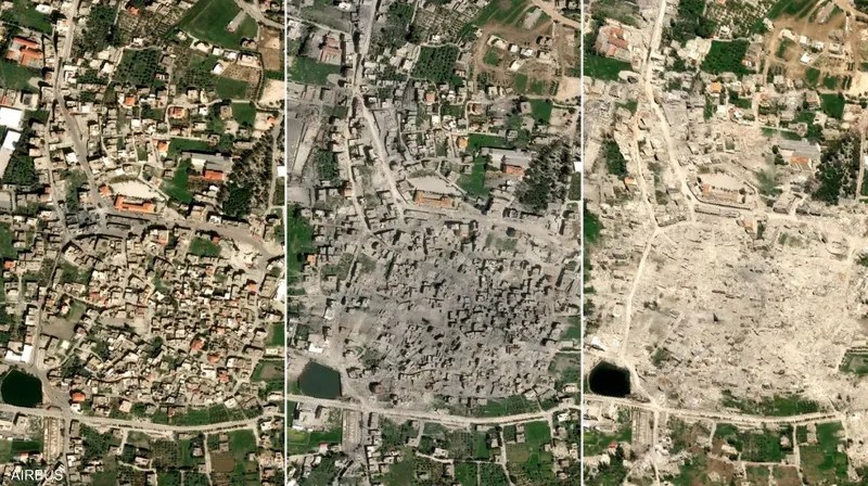 صور فضائية تكشف محو قرى كاملة بجنوب لبنان