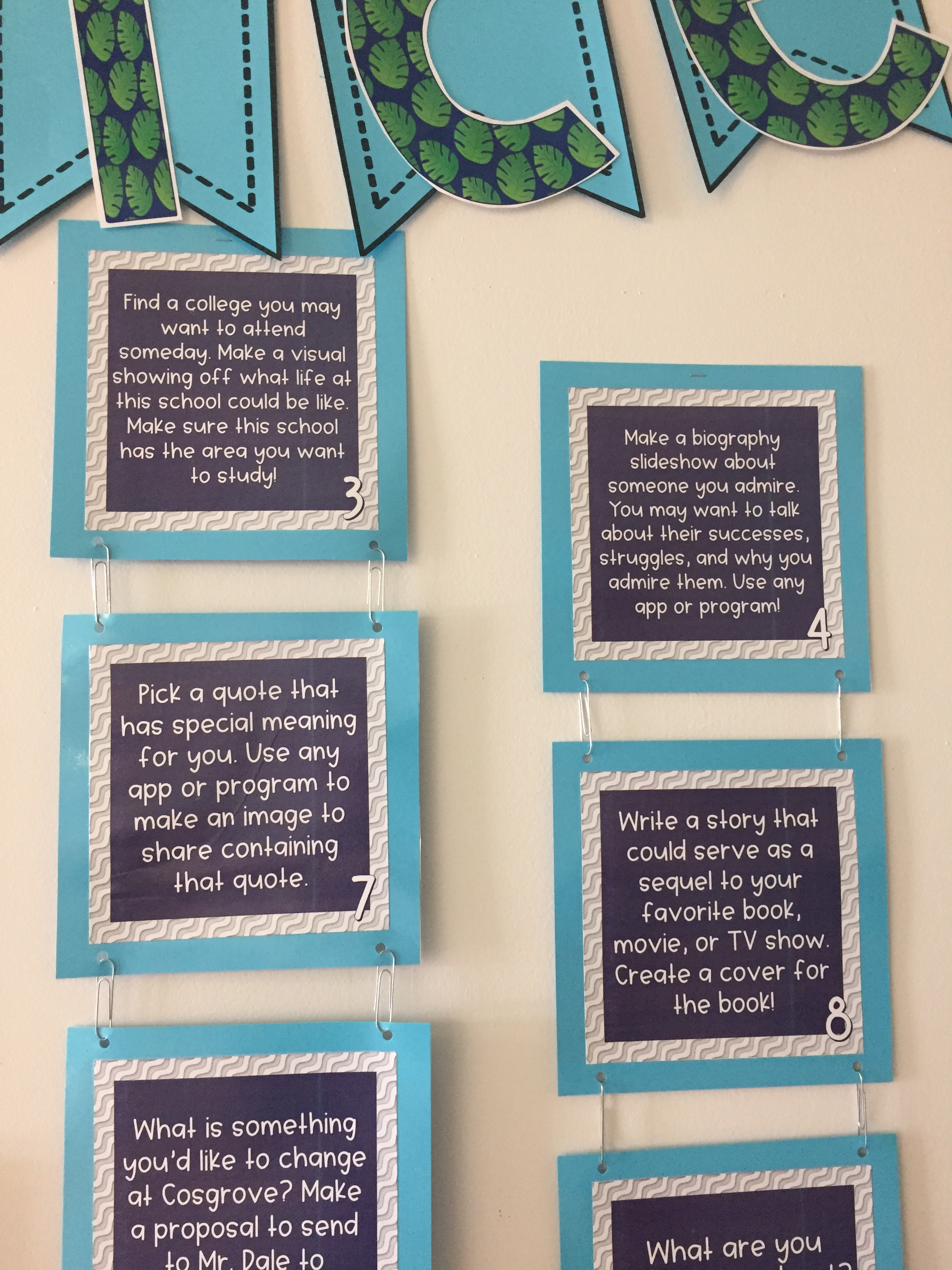 Closeup of a few of the challenges