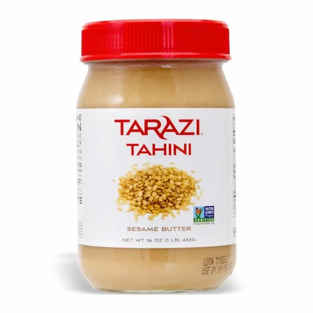 Tarazi Natural Tahini 1 Pound Glass Jar Non-Gmo Gluten-Free No-Preservatives