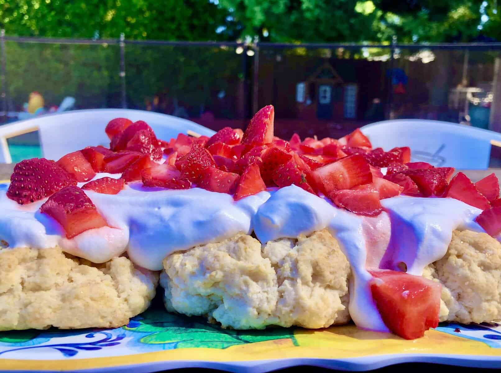 Lemony Strawberry Biscuit Cake