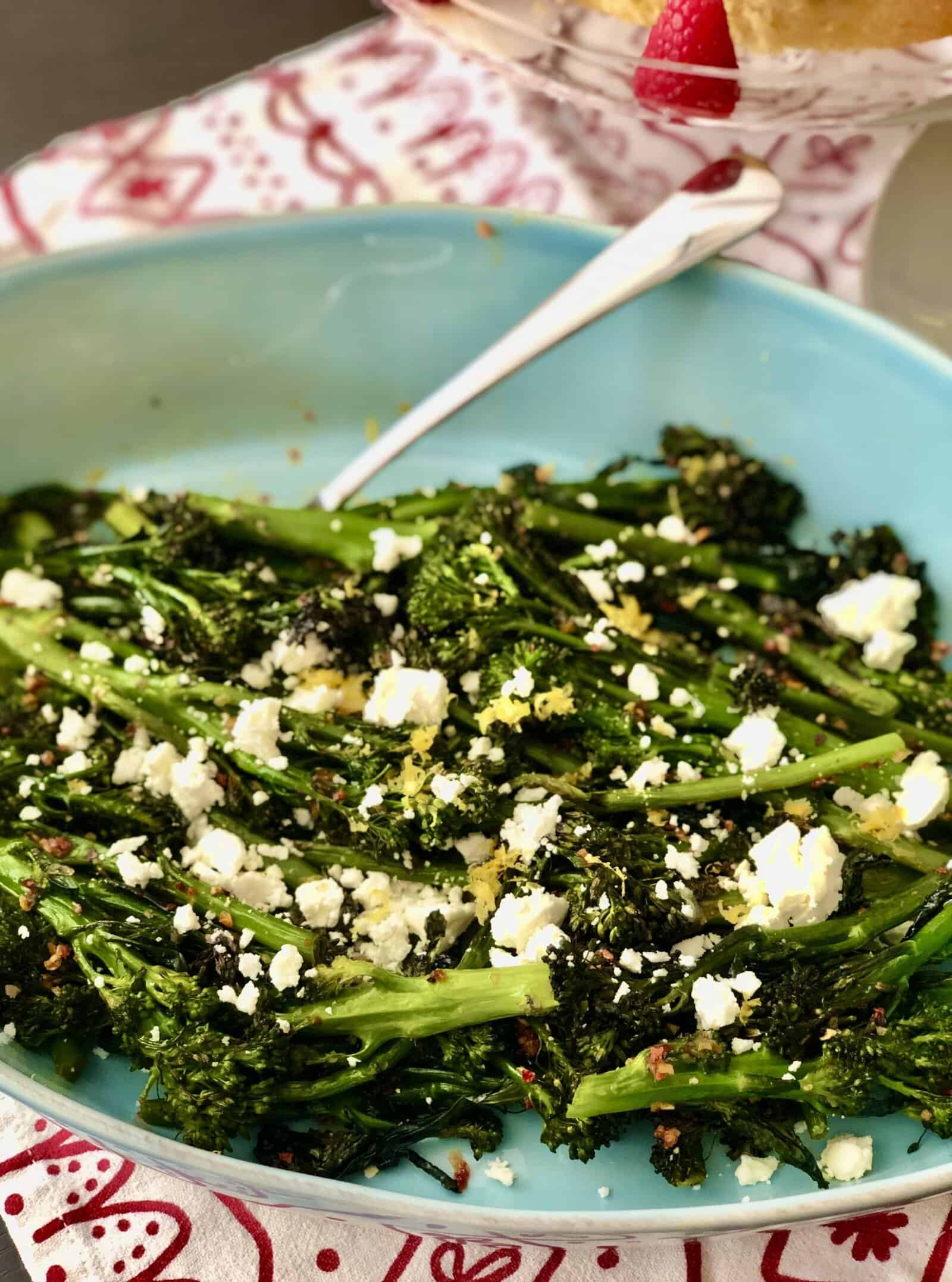 Roasted Broccolini with Chili Crisp and Feta