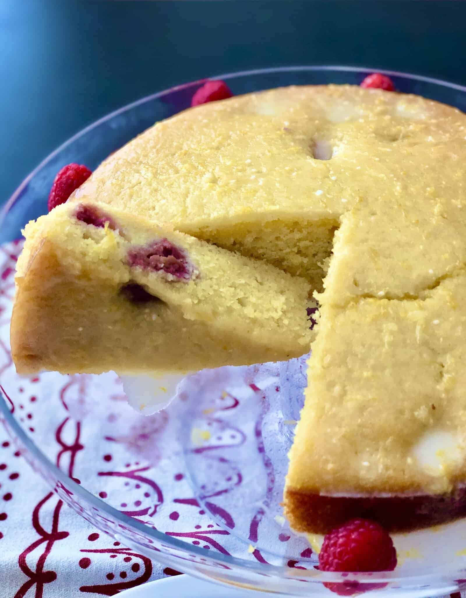 Raspberry Lemon Olive Oil Cake with Lemon Glaze