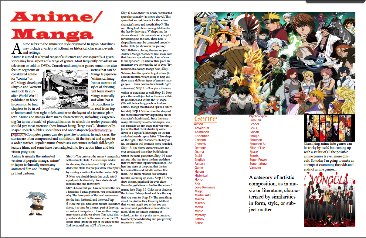 Anime magazine layout
