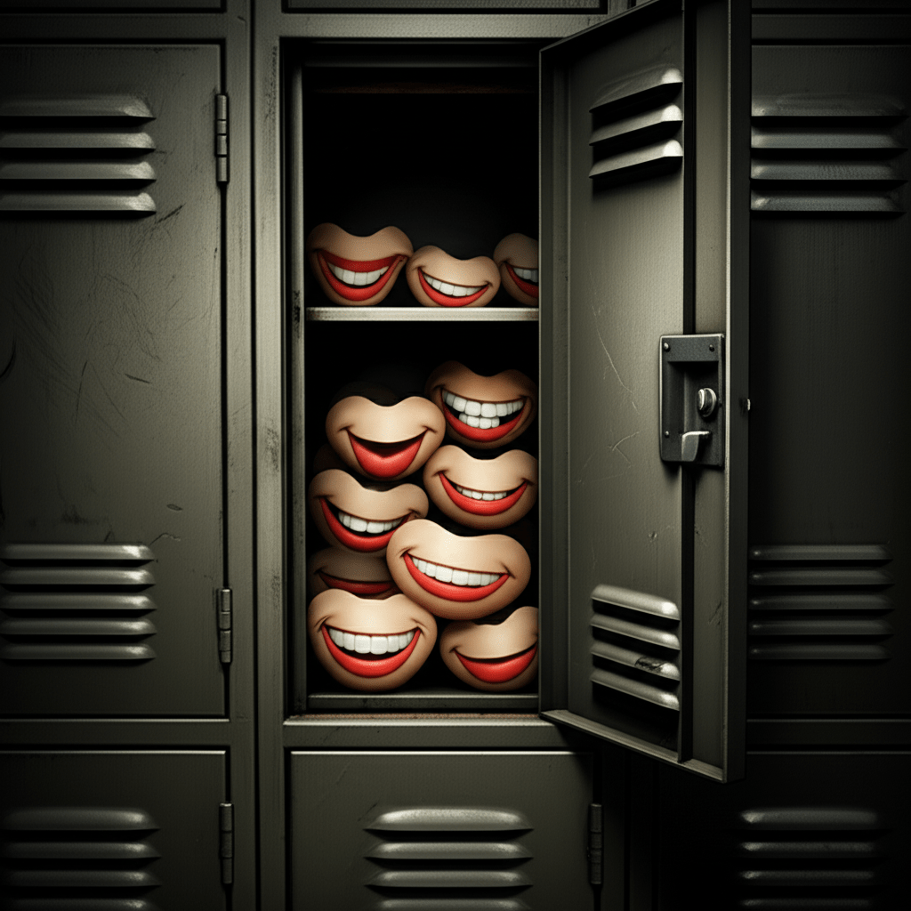 Generate a high-quality, relevant image prompt for an article about: Sinister Locker of Smiles: A Ki