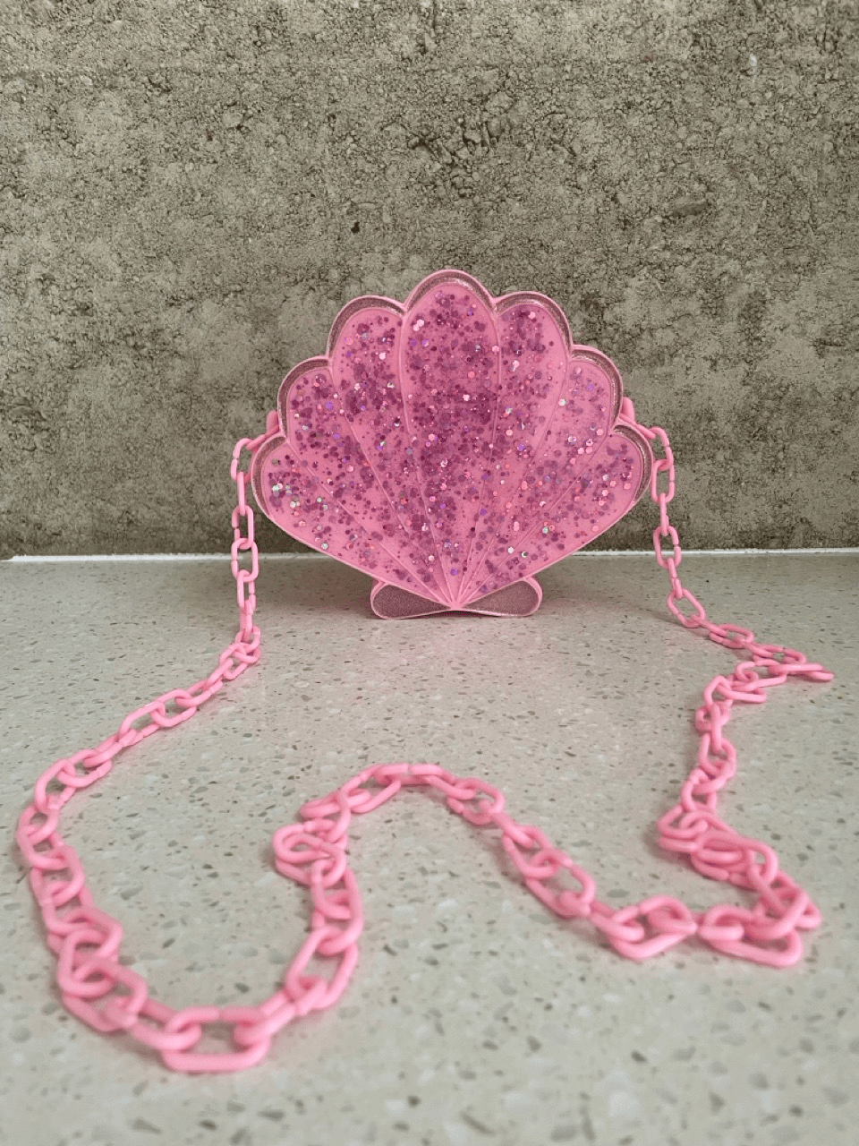 Pink Glitter Shell Crossbody Handbag