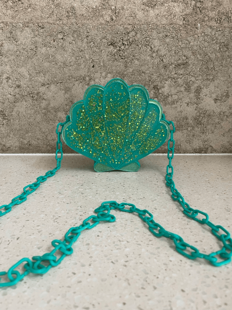 Green Glitter Shell Crossbody Handbag