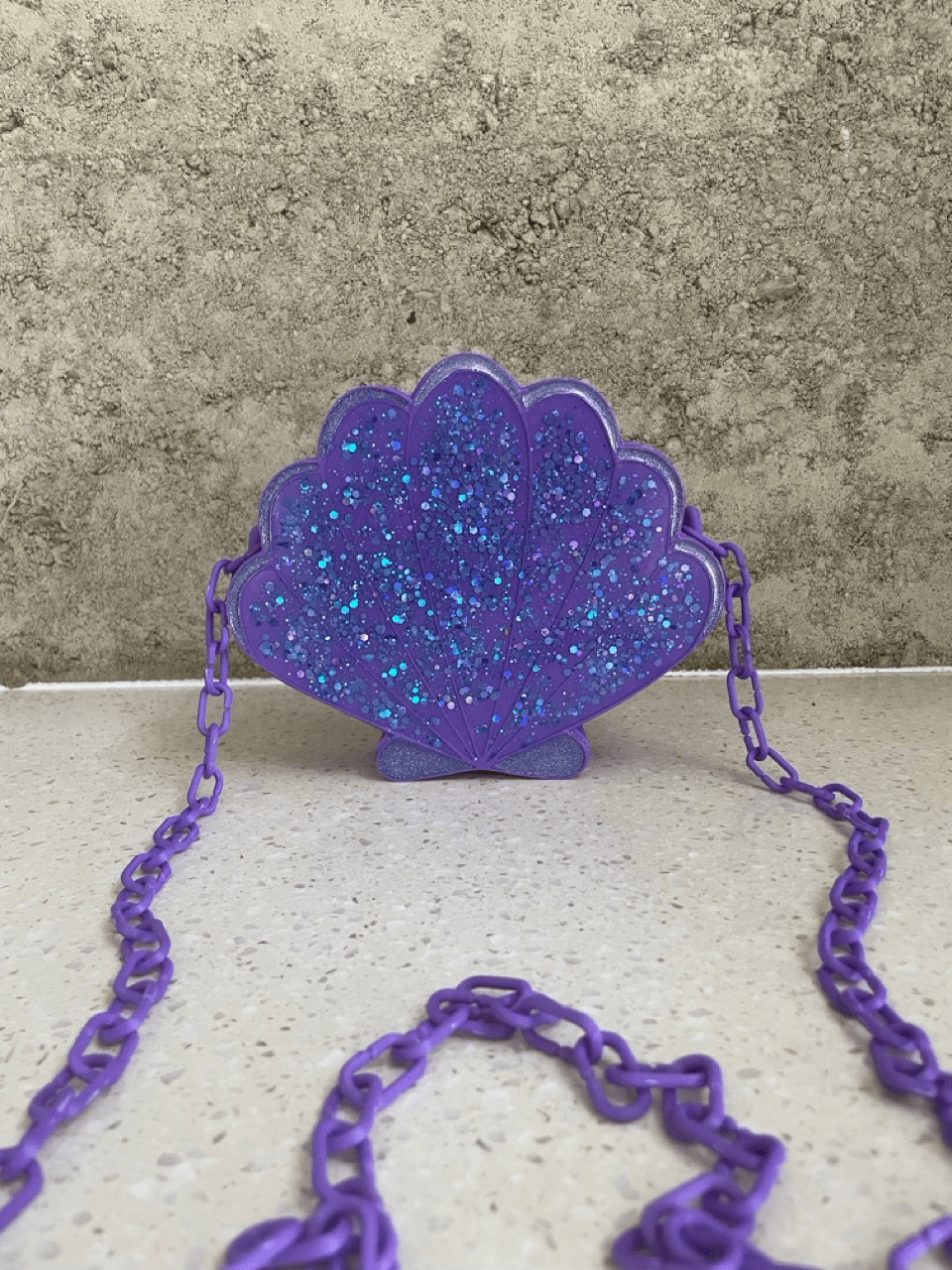 Purple Glitter Shell Crossbody Handbag