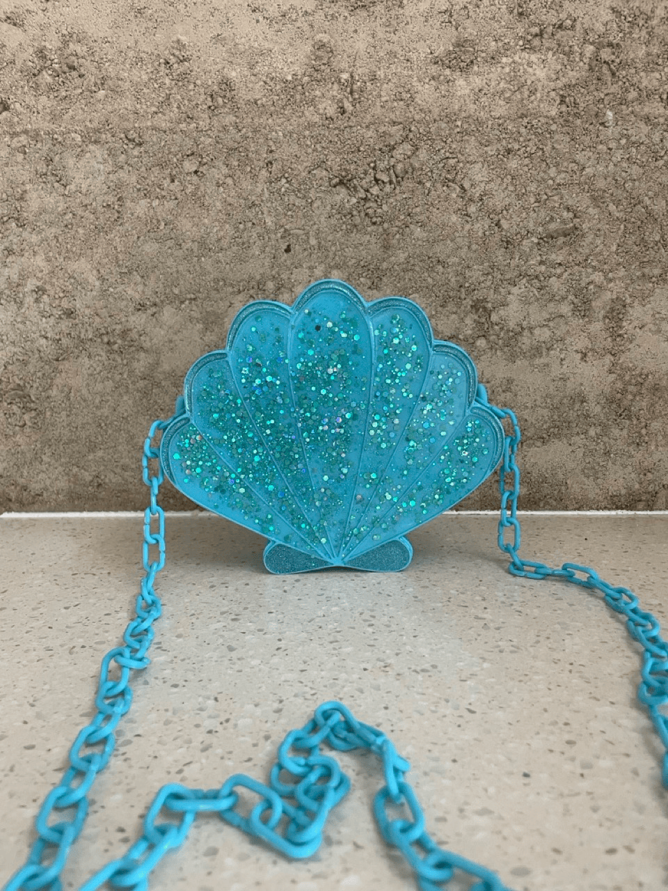 Blue Glitter Shell Crossbody Handbag
