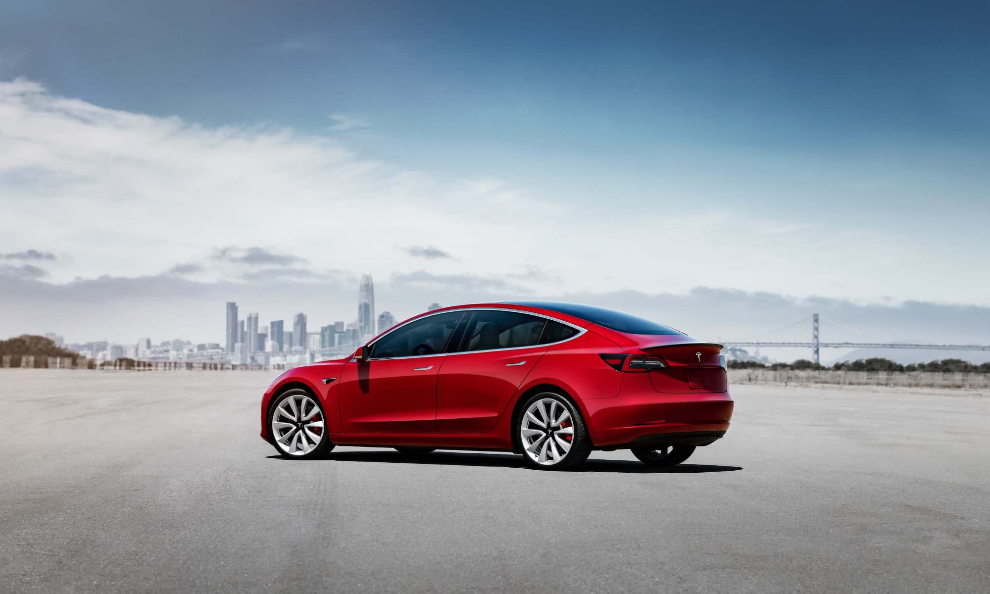 Tesla Model 3 mieten Performance - Red Static Rear