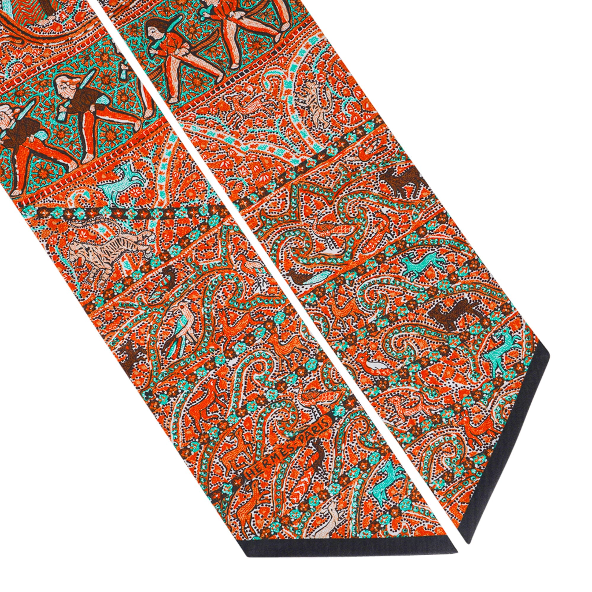 Hermes Maxi Twilly Slim Lalbhai Roux Vert Marron | Mightychic