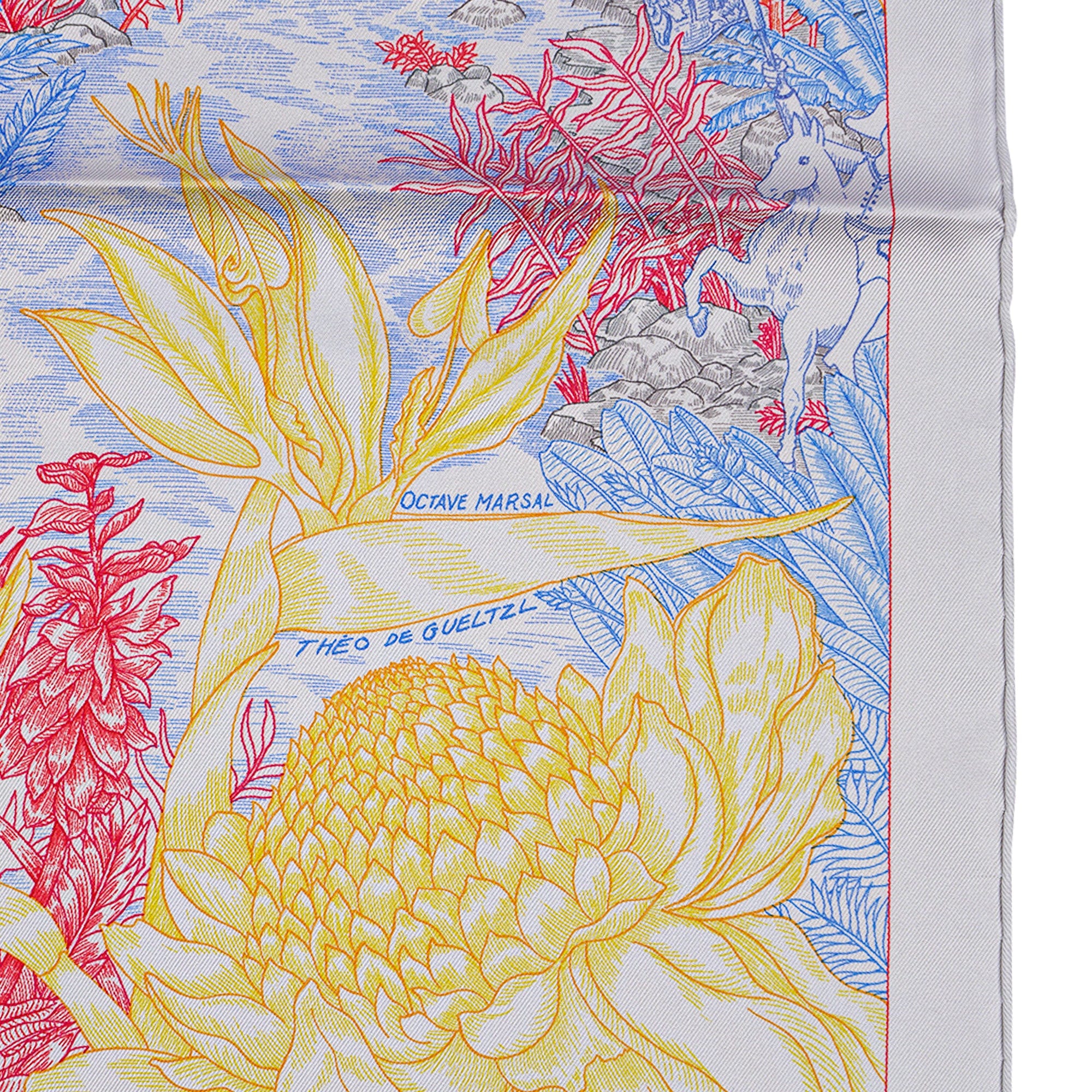 Hermes Silk Scarf 90 Faubourg Tropical Pierre and Rose | Mightychic