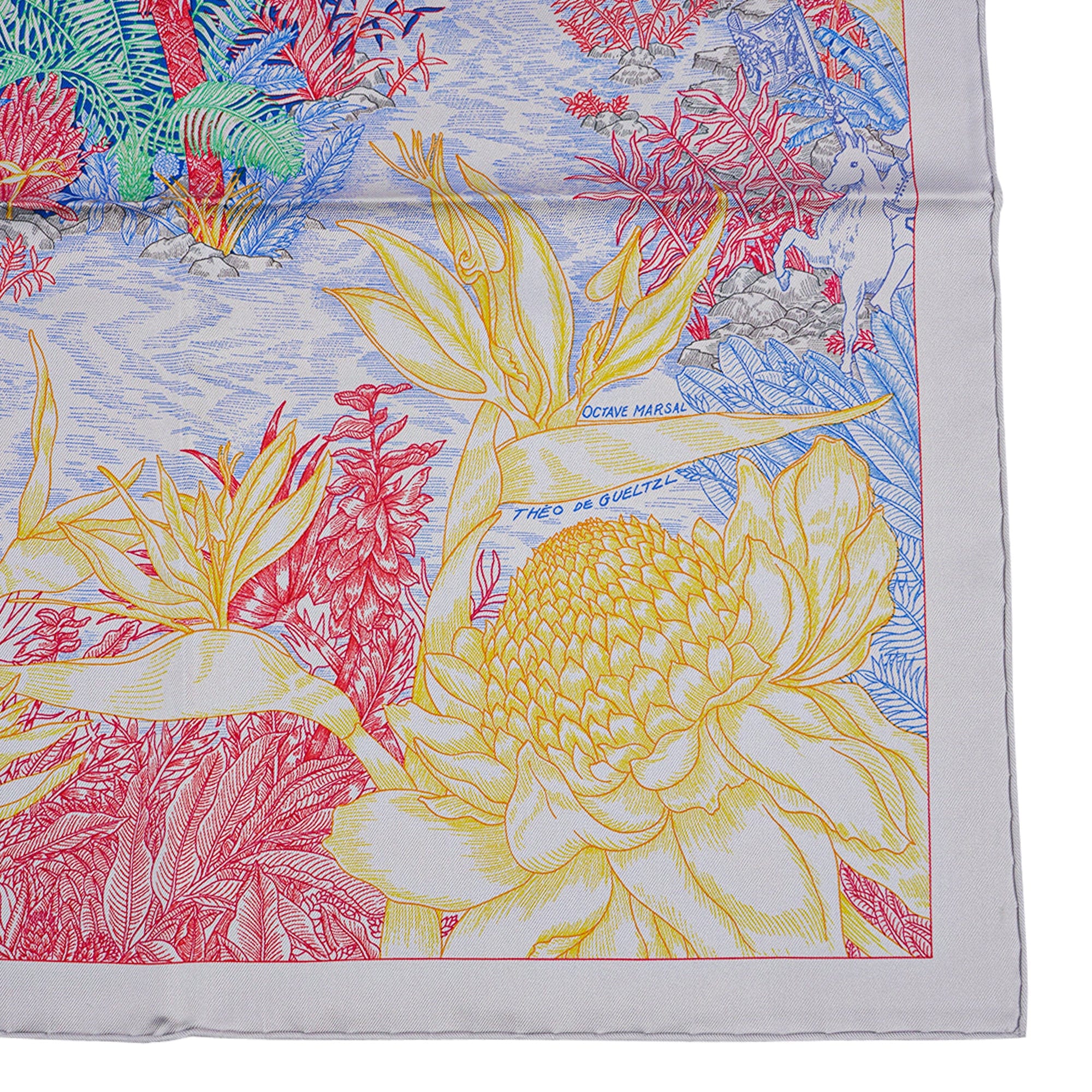 Hermes Silk Scarf 90 Faubourg Tropical Pierre and Rose | Mightychic