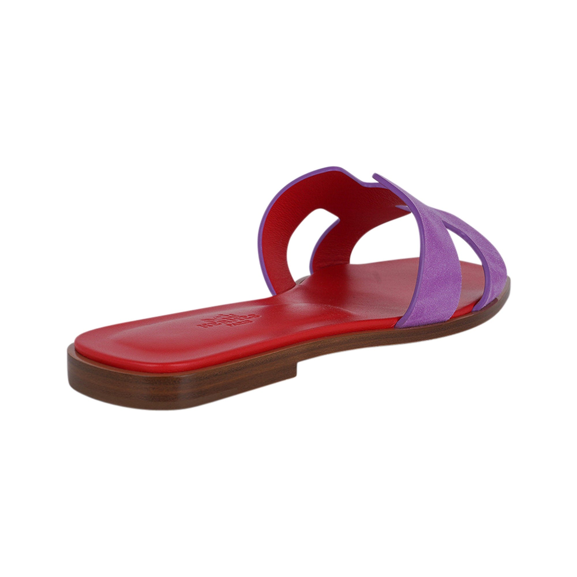 Hermes Sandal Flat Oran Parme Doblis (Suede) Ruby Red Sole 39