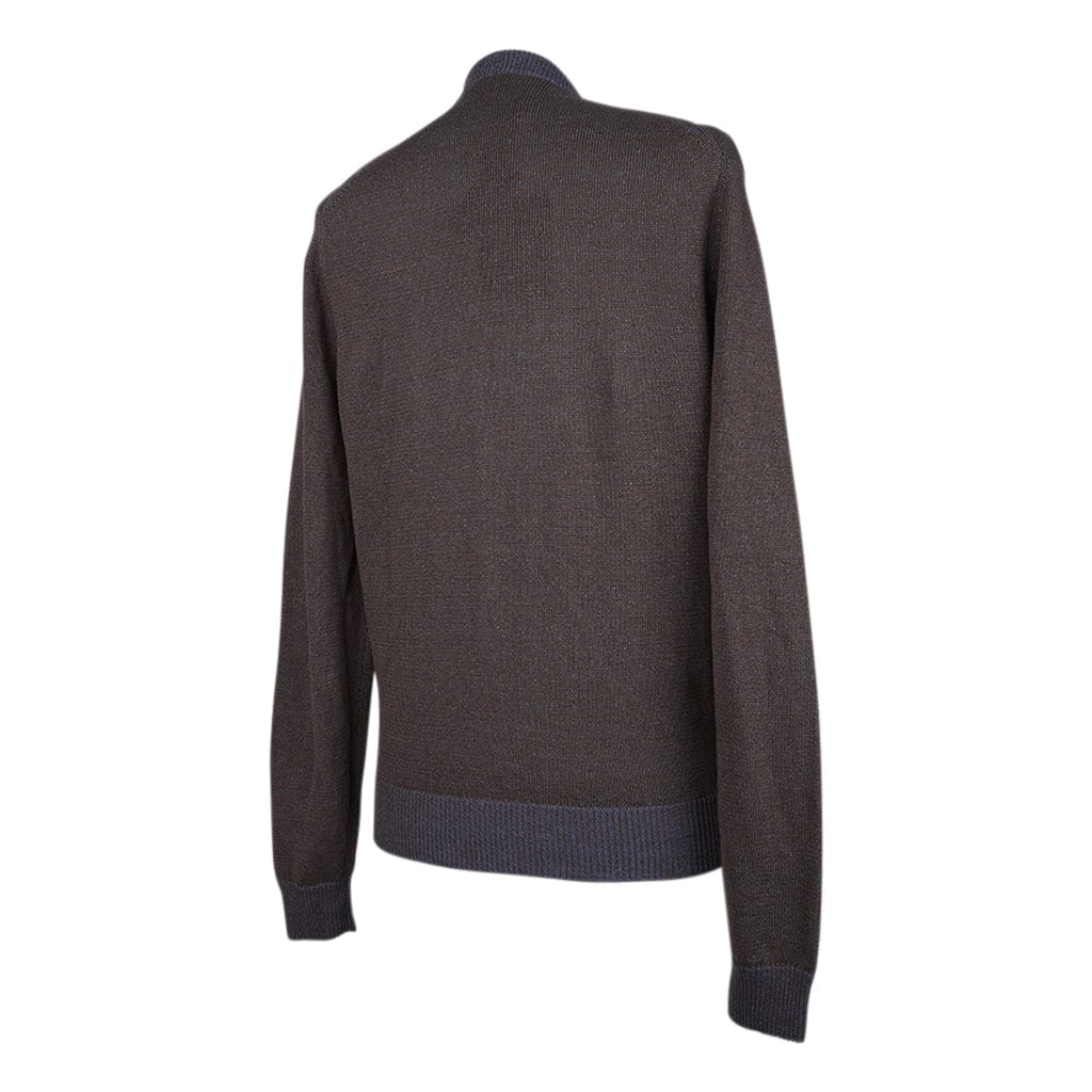 Loro Piana Men's Greenwich Cardigan Heathered Blue / Taupe Silk