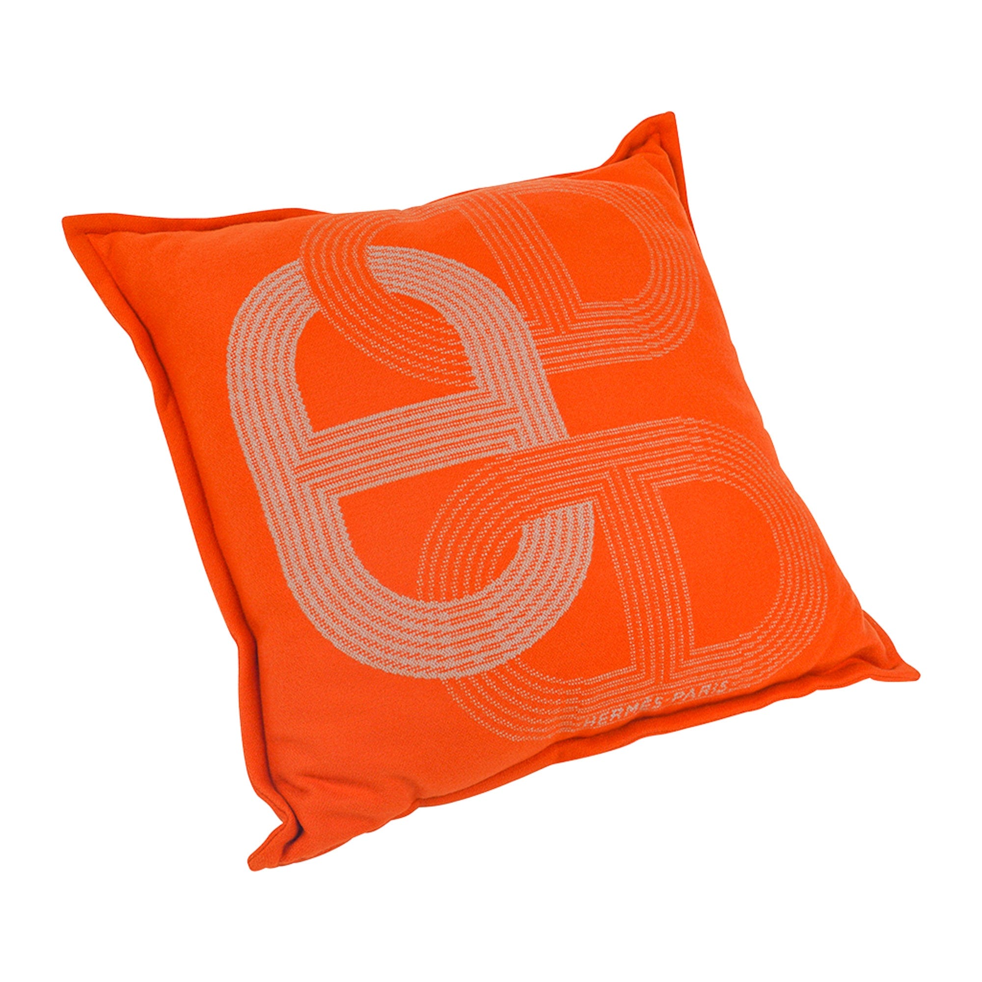 Hermes Circuit 24 Pillow Orange / Sable Marino Wool New | Mightychic