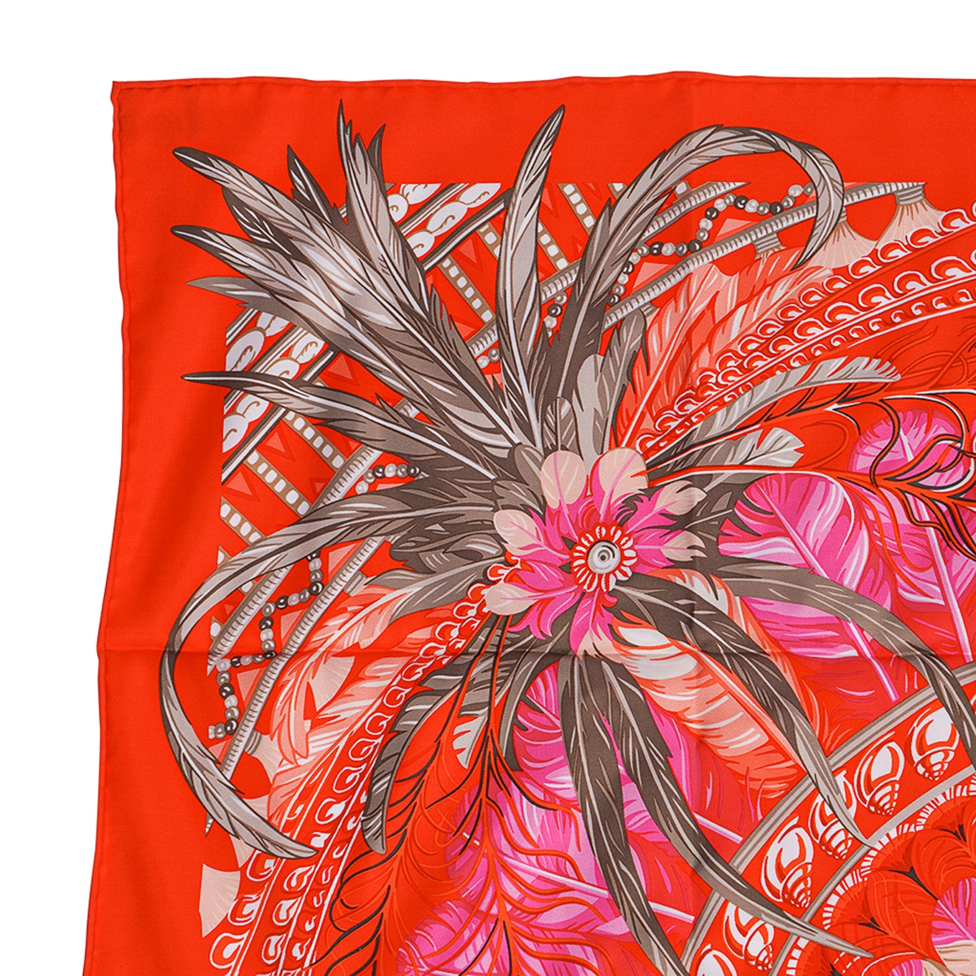 Hermes Danse Pacifique Silk Scarf 90 Orange and Rose Vif | Mightychic
