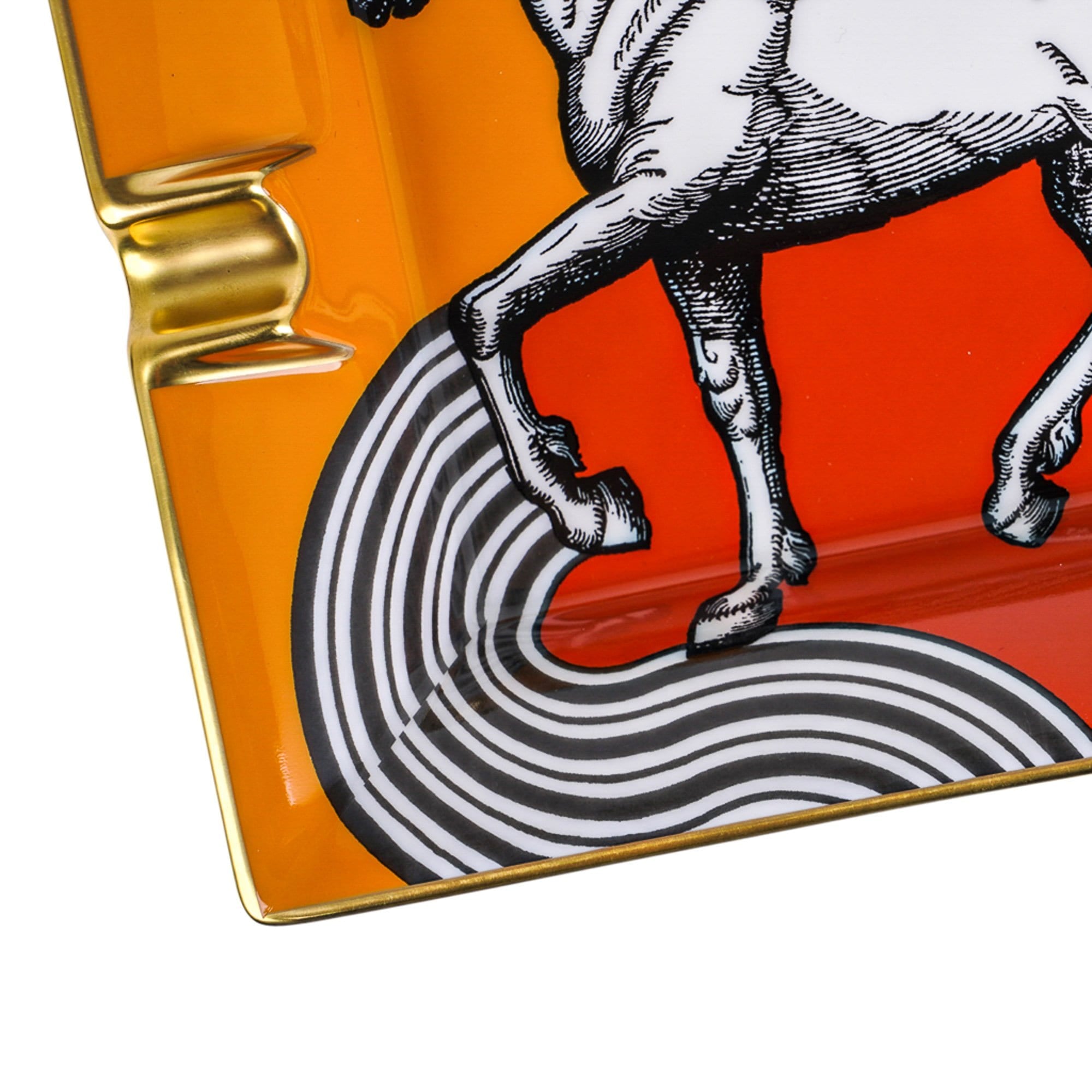 Hermes Ashtray Cheval Cosmique Limoges Porcelain Casaque New w/Box