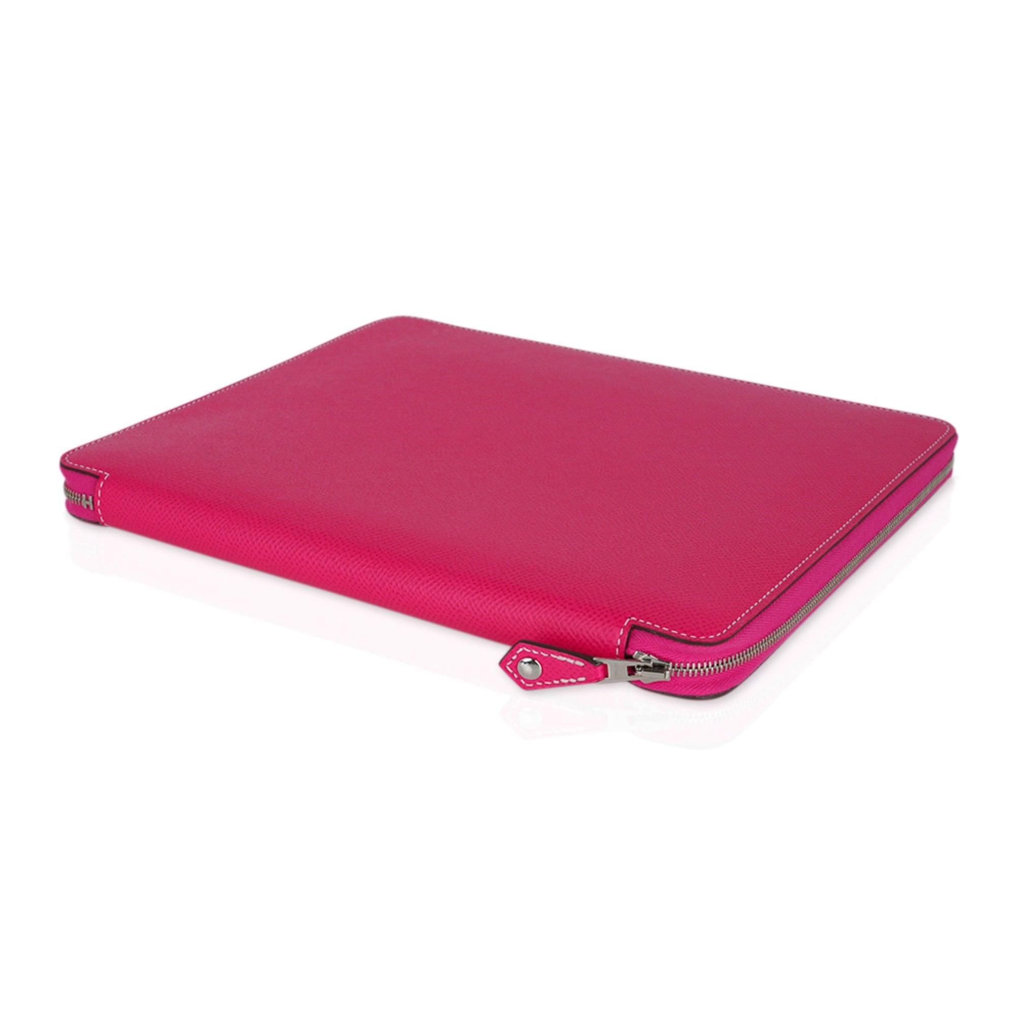 Hermes e-Zip iPad Notebook Cover Rose Tyrien Epsom New | Mightychic