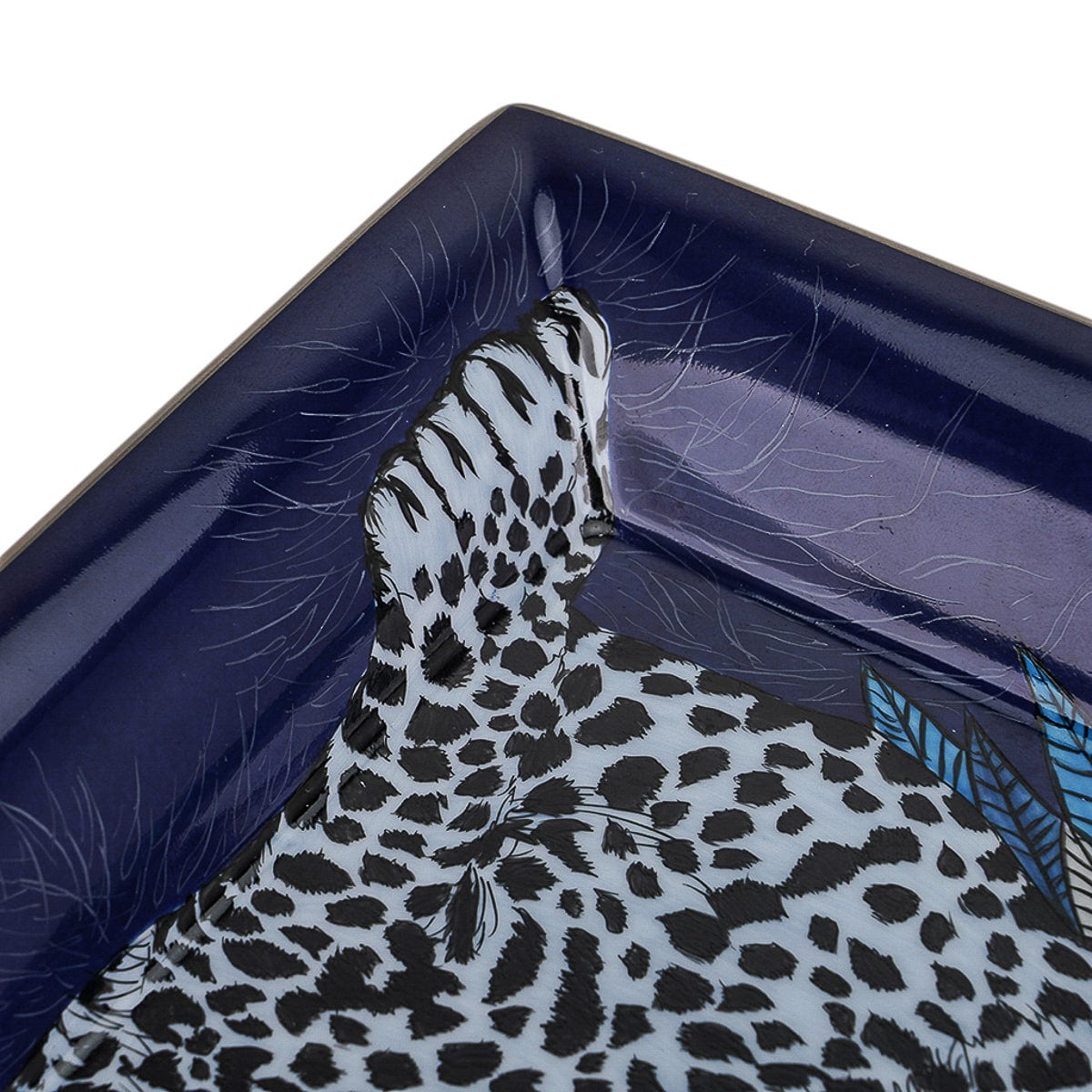 Hermes Panthere Aura Change Tray Blue Nuit Hand Painted Porcelain
