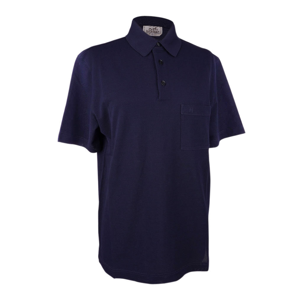 Hermès H Embroidered Polo Shirt Marine | Mightychic