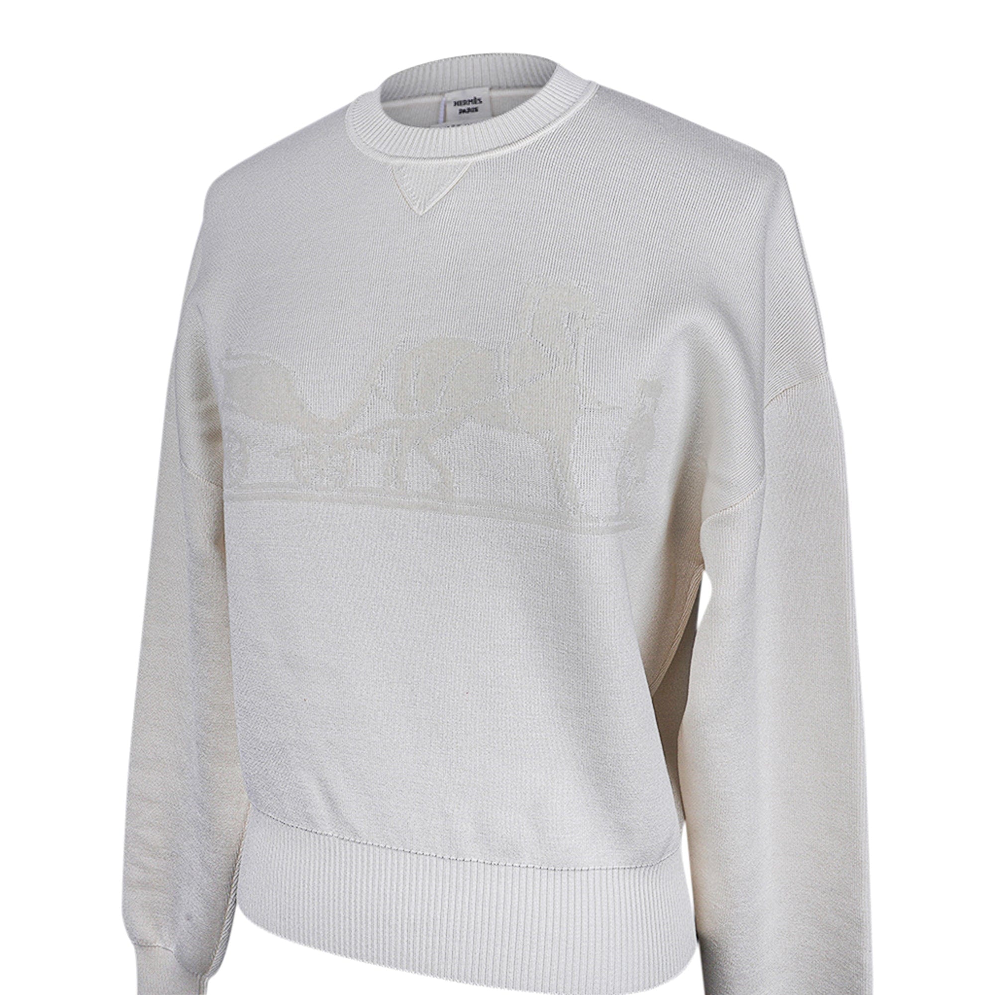 Hermes Sweater Ex Libris White Cashmere and Silk 34 | Mightychic