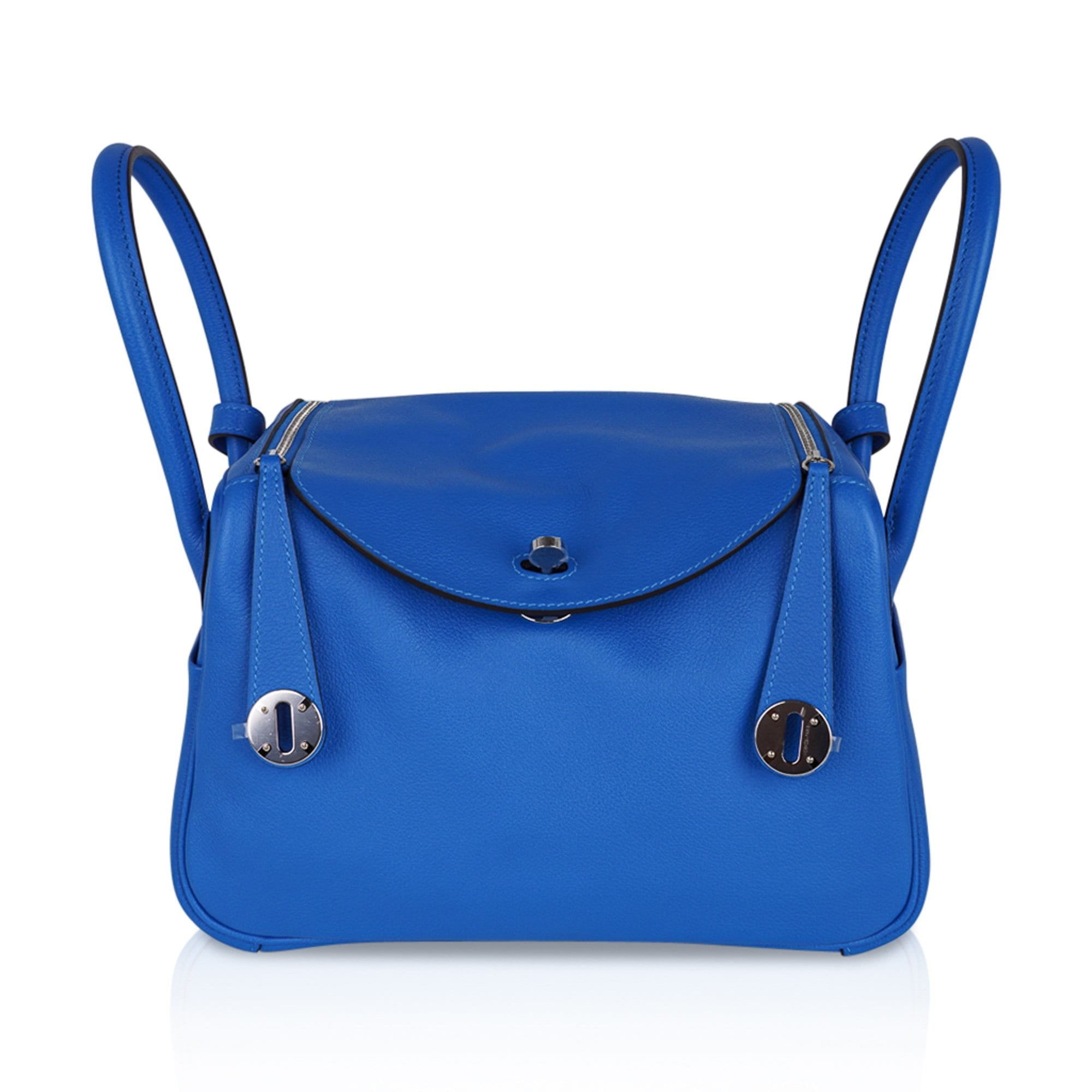 Hermes Lindy 26 Bag Blue Hydra Evercolor Leather with Palladium