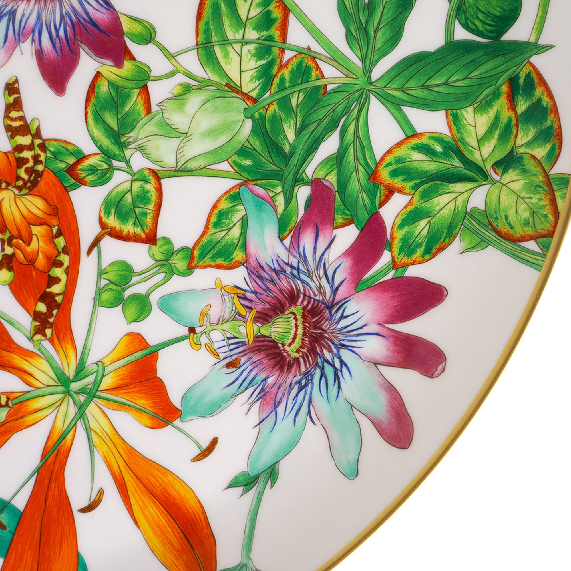 エルメス フルーツ花デザイン トレイ Hermes Passifolia Tart Platter New w/Box | Mightychic