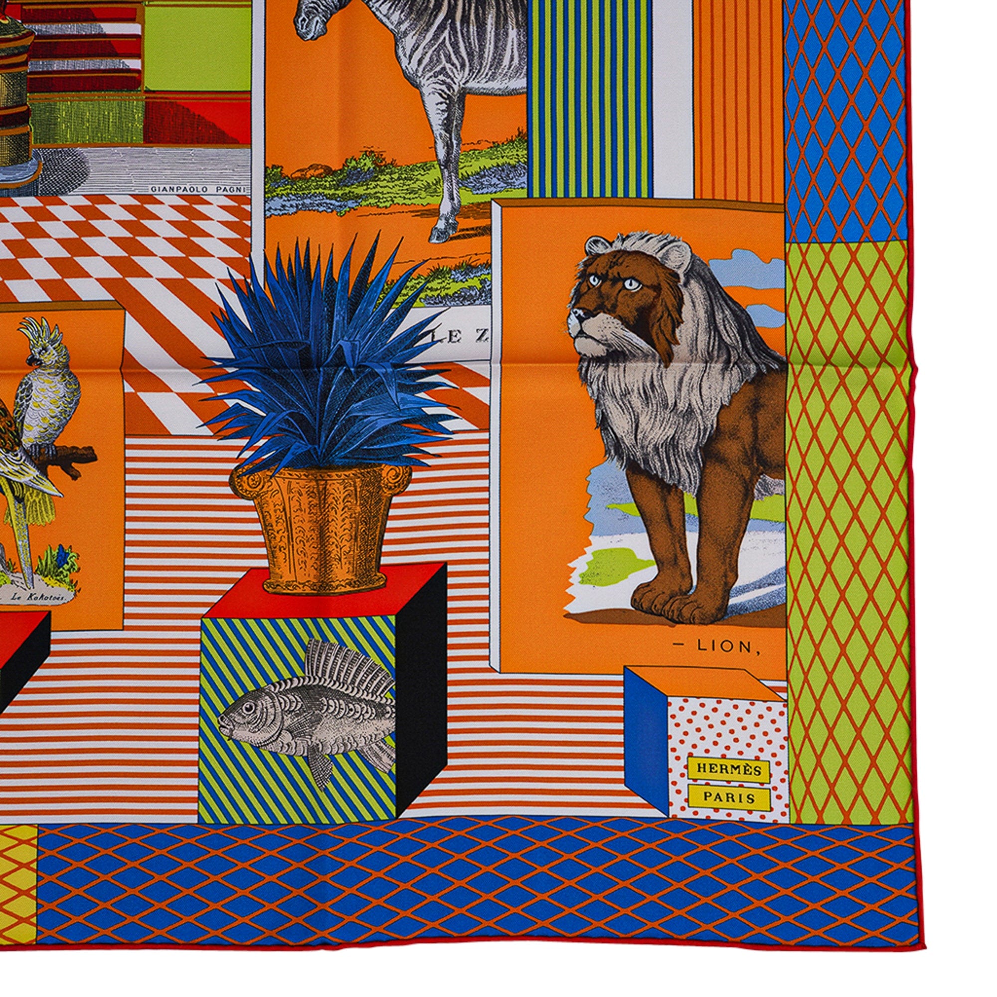 Hermes Grand Theatre Nouveau Scarf Jaune d'Or/ Vert Florescent