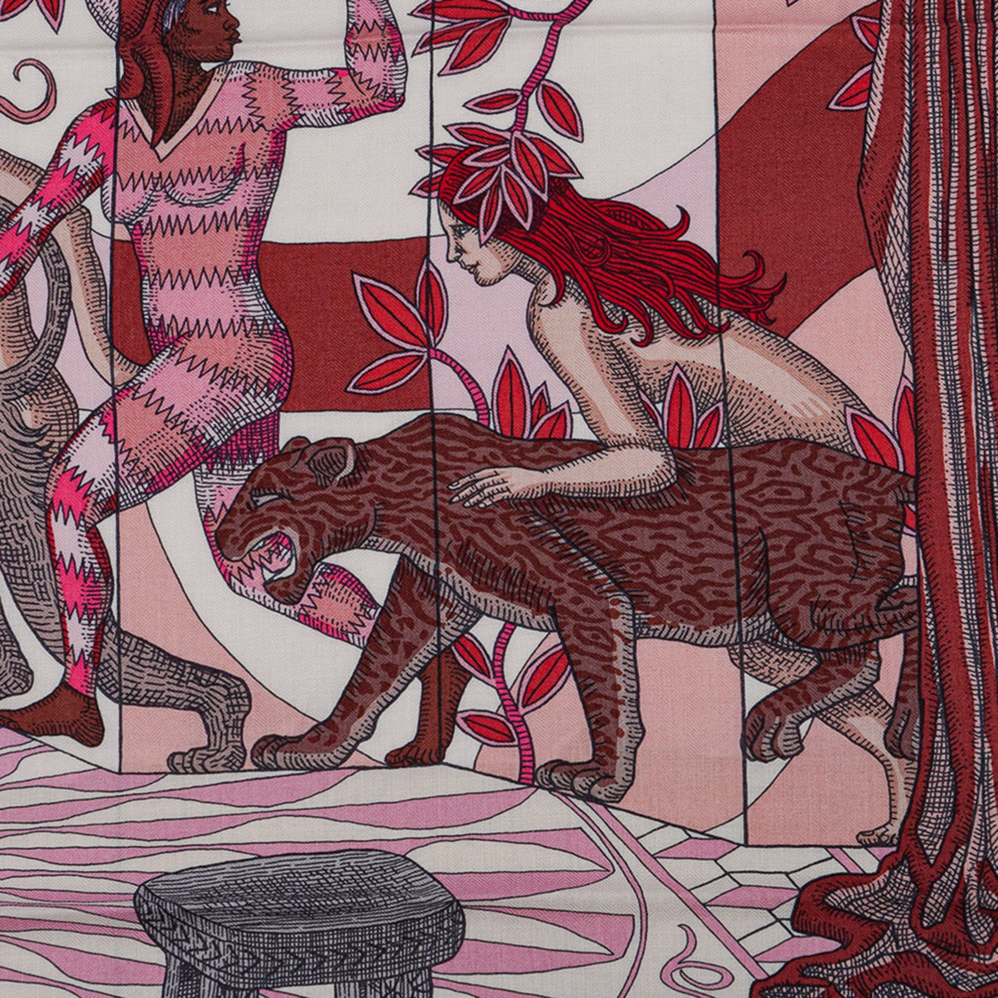 Hermes La Danse des Amazones Shawl Vieux Rose Cashmere