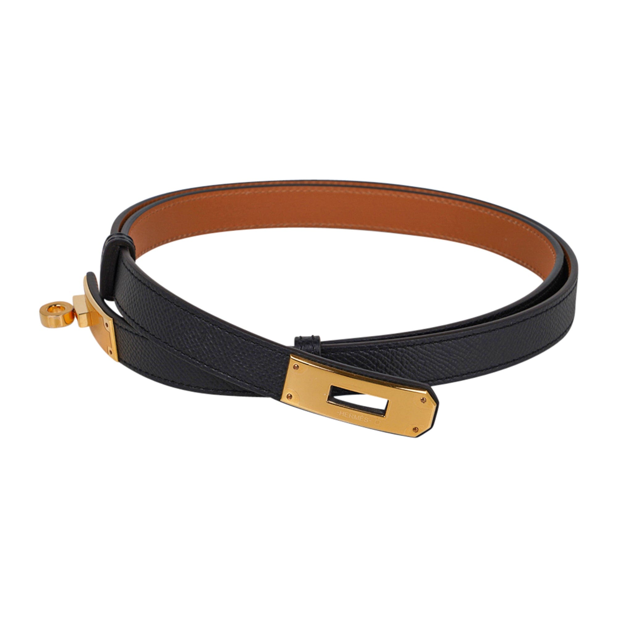 s*1様 HERMES ケリー18 レザー ベルト　ブラック　ゴールド Kelly 18 belt | Hermès USA