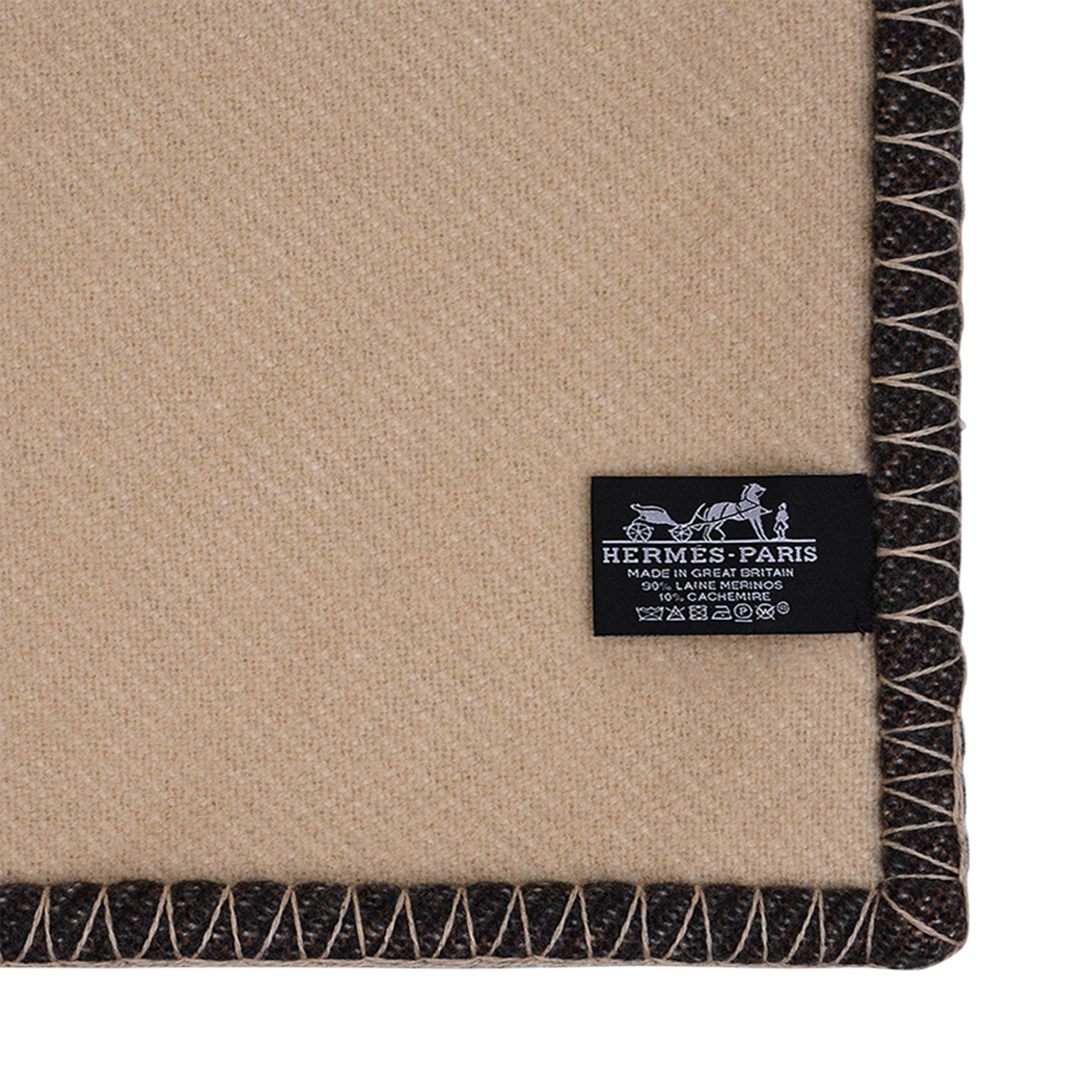 Hermès H Casaque Blanket – Ecru and Carbone Luxury Throw